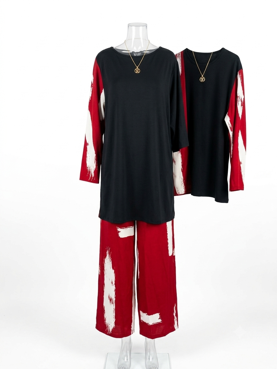 Black and Pink Two- Piece Set